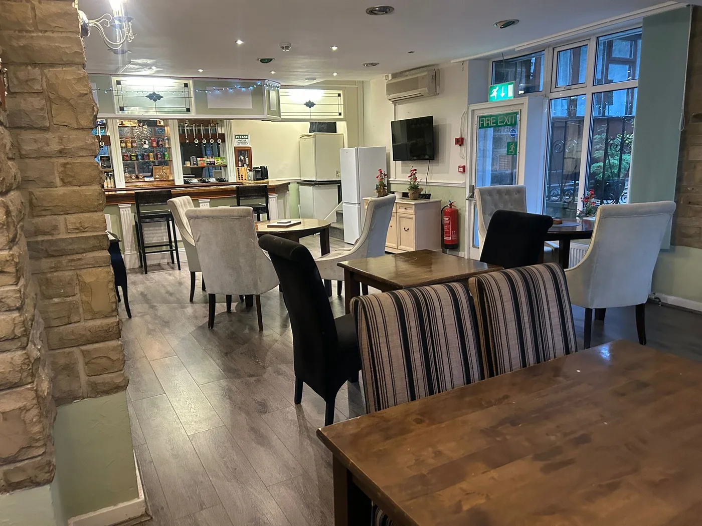 Tables and seating inside SKN Eats
